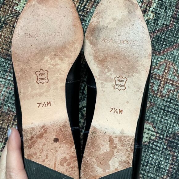 Enzo Angiolini Vero Cuoio Women's Black & White Leather Loafers - Picture 3 of 3